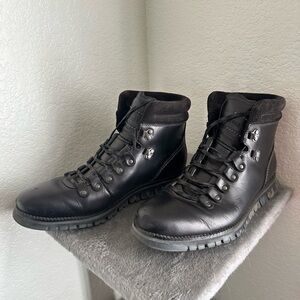 Cole Haan Waterproof Zeroguard Black Leather Hiking Boots 7.5M / 9W